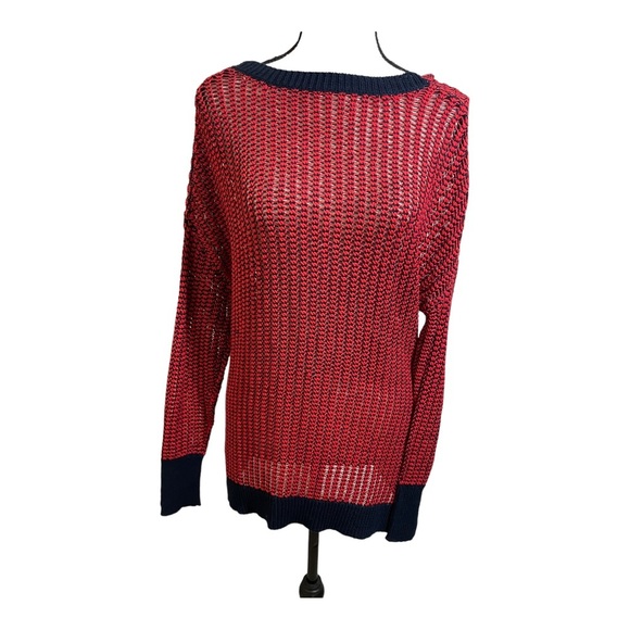 Derek lam 19 Crosby intermix red navy cross back knit sweater. Size XSmall - Picture 9 of 9